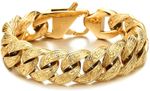18ct Gold Layered Mens Chunky Curb Patterned link Bracelet Miami Chain 20cm Gift