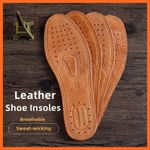 1 Pair Genuine Leather Insoles Cowhide Shoe Pads Men Comfortable Deodorant New