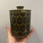 Hornsea Pottery Heirloom Green Tall Sugar Bowl / Preserve Pot Impressed Stamp