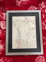 RARE Antique Map  , 1860  , OOAK FRAMED , ALASKA CANADA USA , GENUINE ITEM