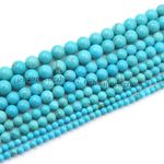 Natural Blue Turquoise Round Gemstone Loose Beads Jewelry DIY 15 inch 4/6/8/10mm