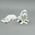 VTG Miniature Bloodhound Dog Figurines White Gray Duncan Royal Fine Bone China