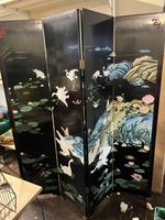 Vintage Double Sided Chinese 4 Fold Panel Screen 6ft x 5ft 4"