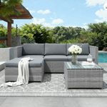 4-Seater Rattan Garden Corner Sofa Set with Glass Table & Cover, All-Weather
