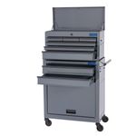 SGS Mechanics 8 Drawer Tool Box Chest w/ Roller Cabinet Handles Hooks Tough Grey