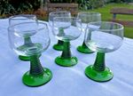 Set of 6 Luminarc Style Green Beehive Stem Wine Glasses France VGC Vintage