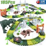 NEW 185PCS Plastic Dinosaur Railway Toys Interesting Flexible Race Track Kids UK