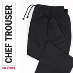 Black CHEF TROUSER Elasticated Waist Catering restaurent Kitchen pub workwear UK