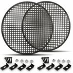 2 x Black Metal Mesh Speaker Grilles 12 inch Inc Clamps and Fixings 300mm Grill
