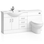 1550/1650 Mayford Gloss White Basin Unit with Back to Wall Toilet Pack Furniture