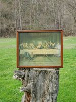 THE LAST SUPPER JESUS Framed Print Vtg Catholic Religious Art 17.5x21.5” SIGNED