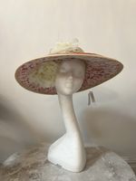 Beautiful Pink And White Laced Floral Occasion Wear Hat