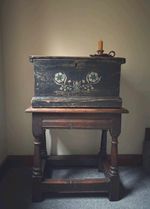 A 19th Century Small Folk Art Hand Painted Pine Chest Trunk Decorative Piece