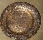 Vintage Japanese Brass Wall Art metalware plate.