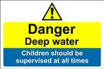  Danger deep water children should be supervised at all times sign
