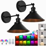 2x Battery Operated LED Wall Lights Indoor Wall Sconces RGB Dimmable LED Bulbs