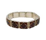 Sterling Silver Modernist Baltic Amber Section Panel Bracelet Vintage London