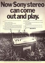 1973 Advert for SONY 'One Point Stereo' Portable Radio-Cassette Player Print Ad