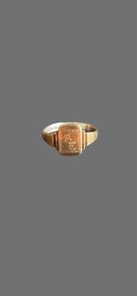 Vintage 9ct Gold on Silver Men's Signet Ring- Size W½ - AE Initials