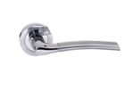 JOB LOT 10 PAIRS - Door Handle on Round Rose - Satin Chrome/Polished Chrome