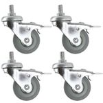 Castor Wheels Trolley 50mm M10 Threaded Swivel Braked Non-Marking Caster x 4