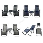 BIRCHTREE Sun Recliner Set of 3 Foldable Chair&Table Patio Garden Beach Lounge