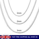 925 Sterling Silver Solid Snake Chain Womens Mens Necklace