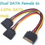 2 x Sata Female to 15 pin sata male Power Splitter Y Cable 20 cm