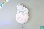 LED NIGHT LIGHT, WOODEN LAMP DECOR, SLEEPING ELEPHANT KID'S BEDROOM BABY NURSERY