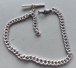 (T) Hallmarked Sterling Silver Graduated Single Albert Watch Chain. 51g