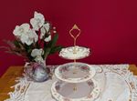 Stunning  Vintage Mis Match  Bone china Pink Roses  3 Tier Cake stand