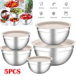 Premium Stainless Steel Mixing Bowls Set of 5 Nesting Prep Bowls Kitchen Baking