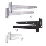 Tee Hinges Gate Shed PAIR +SCREWS Galvanised Zinc Black Door Heavy Duty  4"-24"