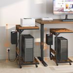 Computer Tower Stand Printer Stand w/Charging Station Height Adjustable PC Stand