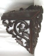 ANTIQUE CARVED WOOD CORNER SHELF 