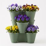 Stackable Strawberry Planters Set Compact Flower Trio Pot Balcony Herb Garden x3