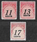 US, J102-104 Postage due, 11,13, 17c, MNH