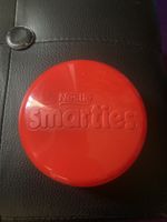 Vintage 80s Smarties round Dispenser pod Container  Box brand nestle red 