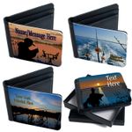 Personalised Fishing Wallet Bi Fold Card Holder Mens Custom Text Birthday Gift