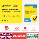 Norton 360 Deluxe Antivirus 2026 VPN 3 Devices 1 Year - 5 Minute Delivery