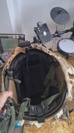 Genuine British Army MK7 Combat Helmet. Ballistic Helmet With Nvg mount an Skrim