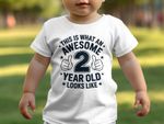 Boys 2nd Birthday T Shirt This is What an Awesome 2 Year Old Looks Like White