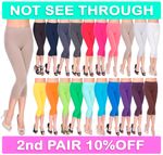 Womens Cropped 3/4 Length Leggings Soft Cotton Active Wear Capri Pants Size 8-30