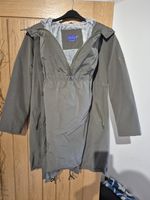 Seraphine Maternity Parka Coat UK 12 Khaki Faux Fur Lined detachable panel.