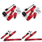 Classic Mini Seatbelt Whole Vehicle Kit  RED 2 x front Inertia 2 x Rear Static