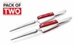 Set 2 Fibre Serrated Grip Heat Resistant Tweezers Cross Lock Soldering Straight