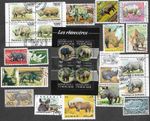 Rhinoceros on Stamps 25 All different collection  16/1/26  Nature Wild animals