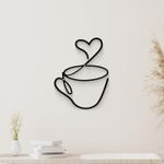 Black Metal Coffee Cup Wall Art Sign Kitchen Cafe Decor Home Accent