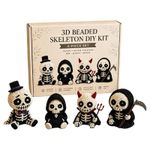Mini 3D Beaded Skull Craft Kit 4-Pcs DIY Skull Bead Design Kit with Instructions
