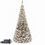 6FT Pre Lit Christmas Tree Pop Up LED Lights Decorated Snowy Indoor Xmas Decor